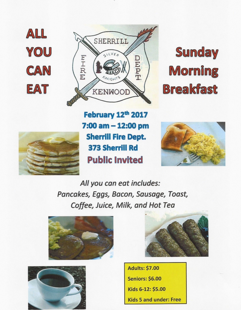 Fire Department Breakfast to Benefit Fire Victims – City of Sherrill